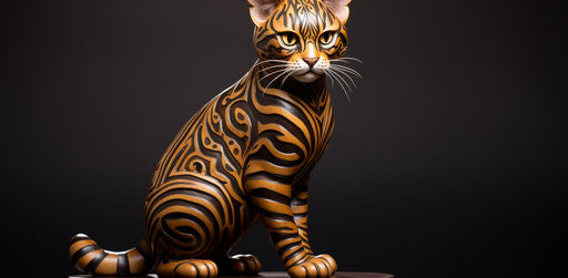 Bengal Cat October 15, 2016, in the style of Iberê Camargo, dark brown and gold, highly polished surfaces, magewave, toyen 39:19