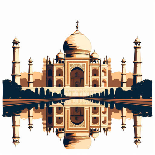 Taj Mahal clipart in the style of Chiaroscuro Art, on a white background