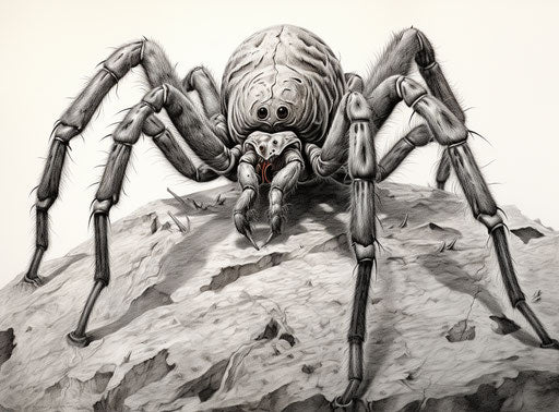 Silverback spider in sculptural engraving