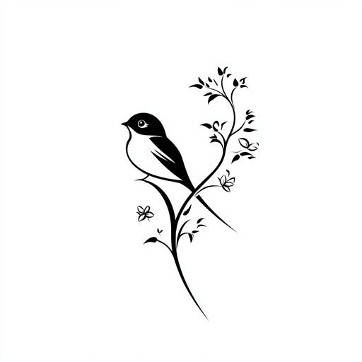 Adorable tattoo sketch with bird silhouette