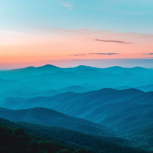 Blue Ridge Mountains in NC at Sunset with Blue Undertones