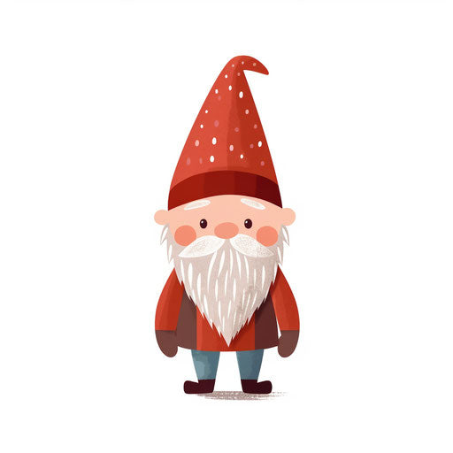Christmas gnome clipart in the Minimalist style, on white background