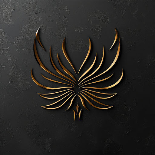 Online logo with luxurious design, metallic gold and black on dark background