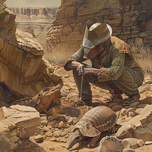 Armadillo archaeologist uncovering fossils in desert site
