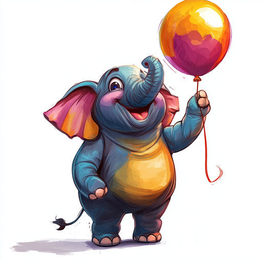 Humorous caricature of an elephant with human characteristics