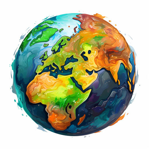 Cartoon of earth in the style of Impressionistic Art