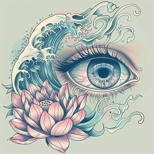 Peaceful tattoo sketch of a closed eye in meditation