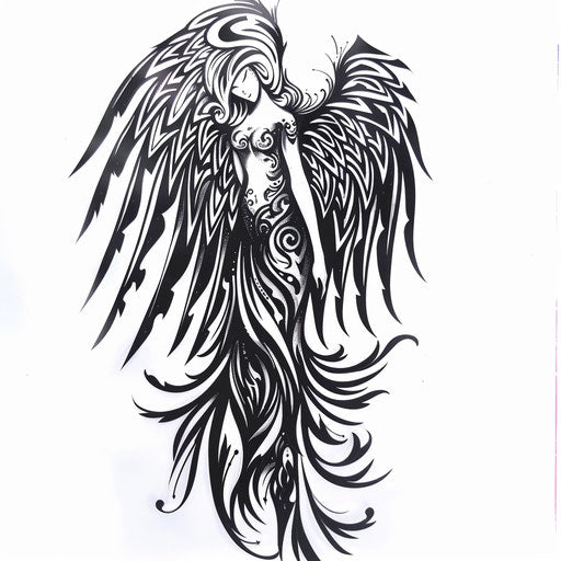 Guardian angel tattoo with a tribal twist