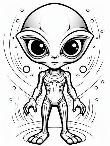 Cartoon alien coloring pages free and printables, best of clipart for all adults, in the style of comic art, punctuated caricature 3:4