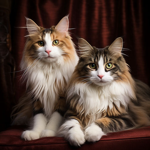 Two Norwegian forest cats