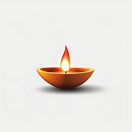 Photo-realistic diya clipart with flat white background