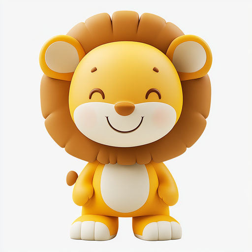 3D lion in photo realistic style with flat white background