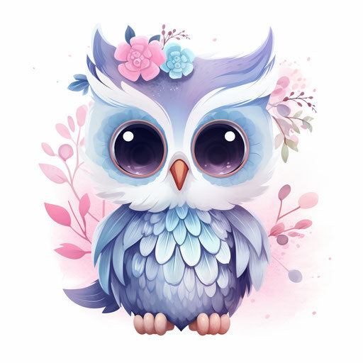 Adorable owl in Pastel Colors Art style