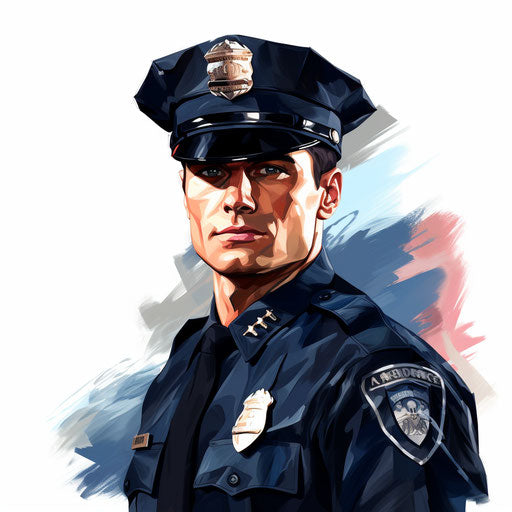 Police officer illustration in the style of oil painting