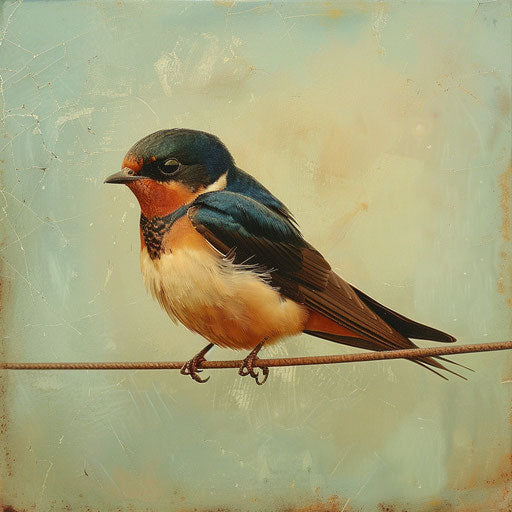 Barn swallow resting on a wire in the countryside