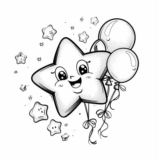 Cute star holding star-shaped balloons