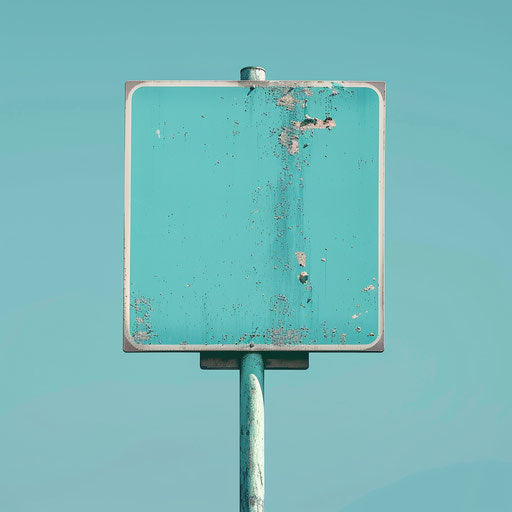 Realistic sign clipart on turquoise background, bold outlines