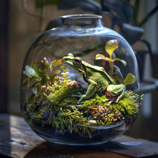 Exploring a delicate ecosystem by an adventurous frog