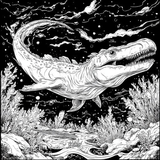 Mosasaurus Coloring Page Art to Color