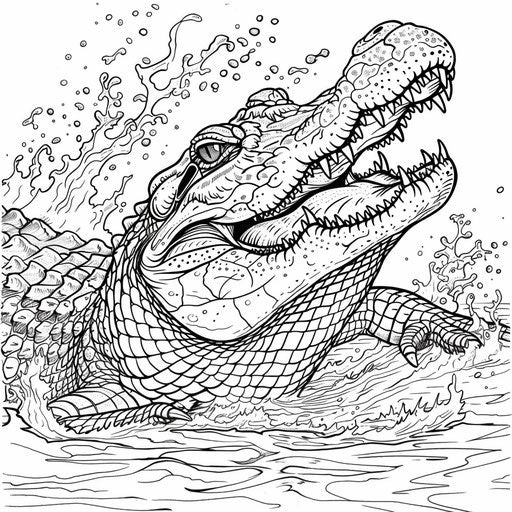 Powerful crocodile diving into the water