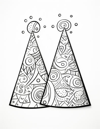 Two birthday hats with coloring pages, nabis style