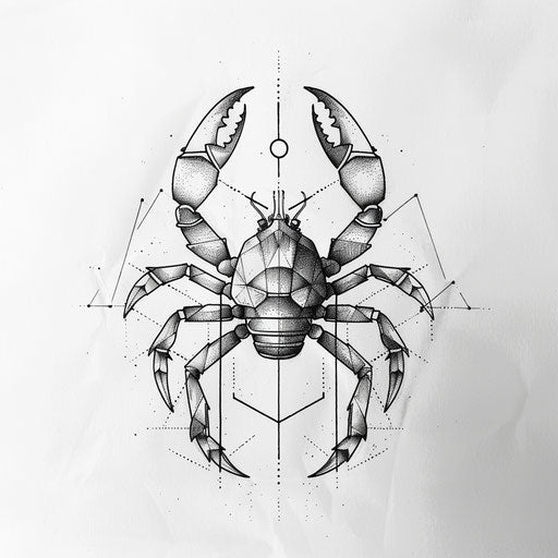 Crafting a geometric Cancer constellation tattoo sketch