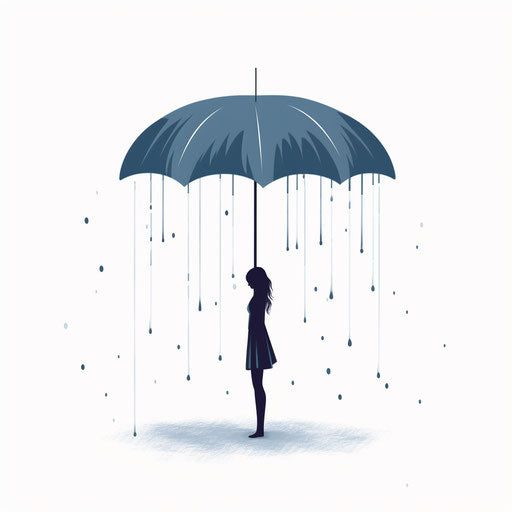 Minimalist style rain illustration on white background