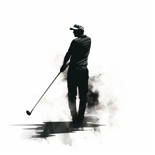 Golf club illustration in the style of Chiaroscuro Art, on white background