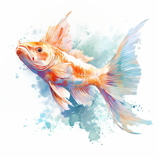 Catfish clipart in the style of Impressionistic Art, on a white background