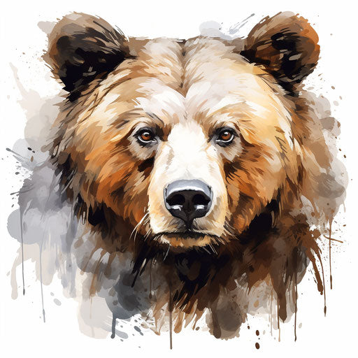 Bear face clipart in Oil painting style