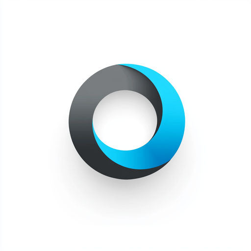 Simple and inspiring logo with stylized circle icon and modern typography in blue and gray, on white background