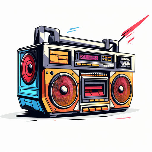 Boombox illustration in Minimalist style, on white background
