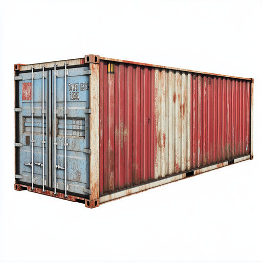 Realistic freight shipping container, high resolution, isolated