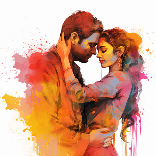 Holi clipart in the style of oil painting, on white background