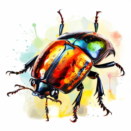 Bug artwork in the style of Oil painting, on a white background