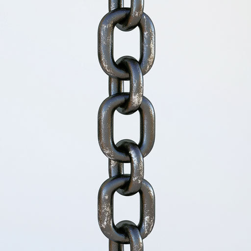 3D chain on white background, realistic style, isolated clipart
