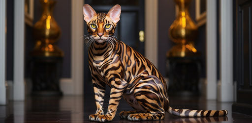 Bengal cat in dark brown and gold tones