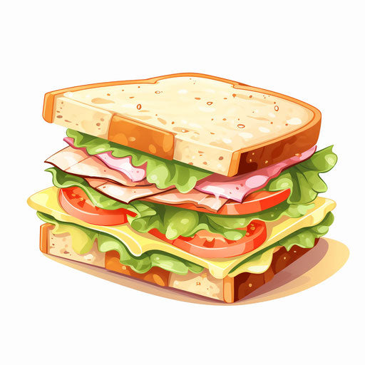 Pastel Colors Art style sandwich clipart on white background