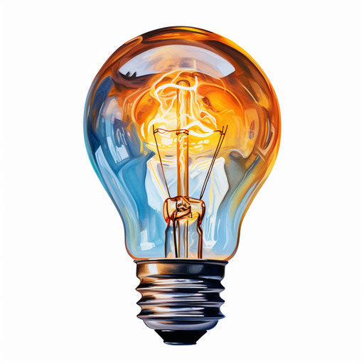 Lightbulb clipart in the style of Oil painting, on a white background