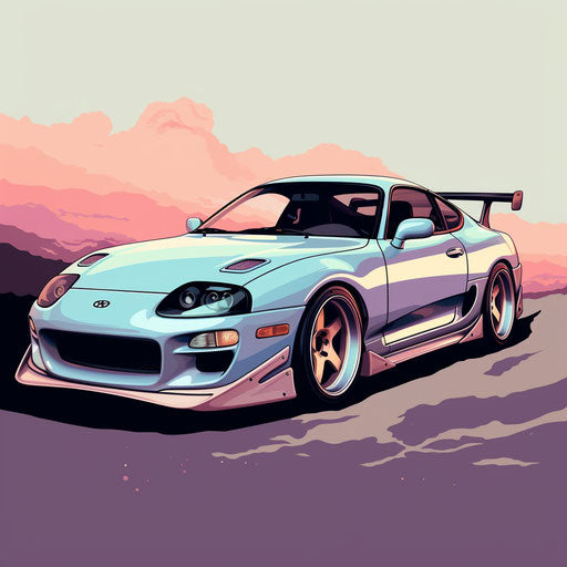 Vintage sports car in pastel colors