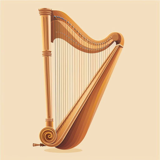 Elegant harp on flat cream background