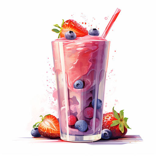 Smoothie clipart in the style of Impressionistic Art, on white background