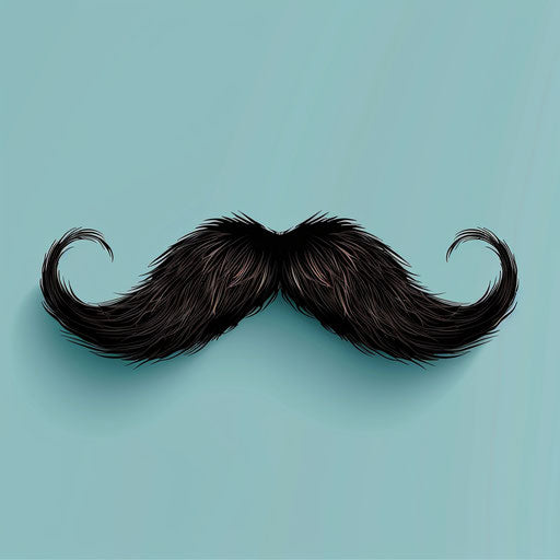 Realistic mustache clipart on flat turquoise background
