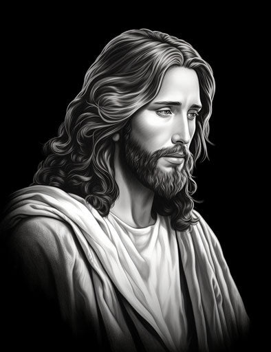 Black and white Jesus love tattoo design