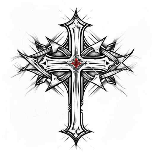 Stylized tattoo sketch with bold tribal patterns