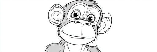Very simple monkey coloring page
