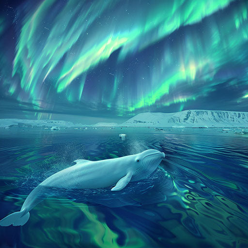 Beluga whale gracefully navigating through the icy waters of the Arctic Ocean