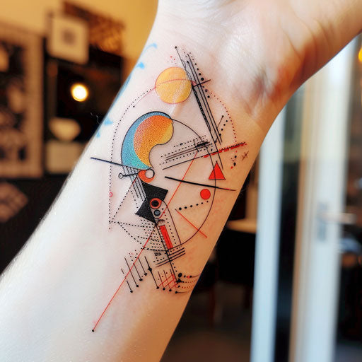 Dynamic flat tattoo sketch of a wrist band with an abstract geometric design