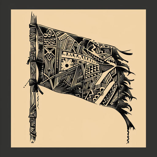 Black flag with traditional Polynesian motifs