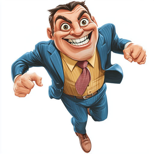 Humorous caricature of a tailor with exaggerated human characteristics